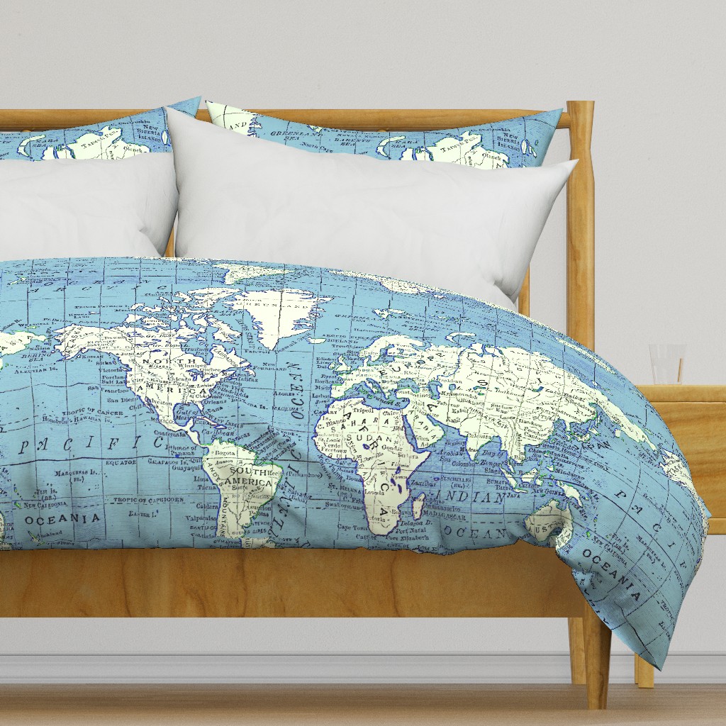 Blue Vintage World  Map