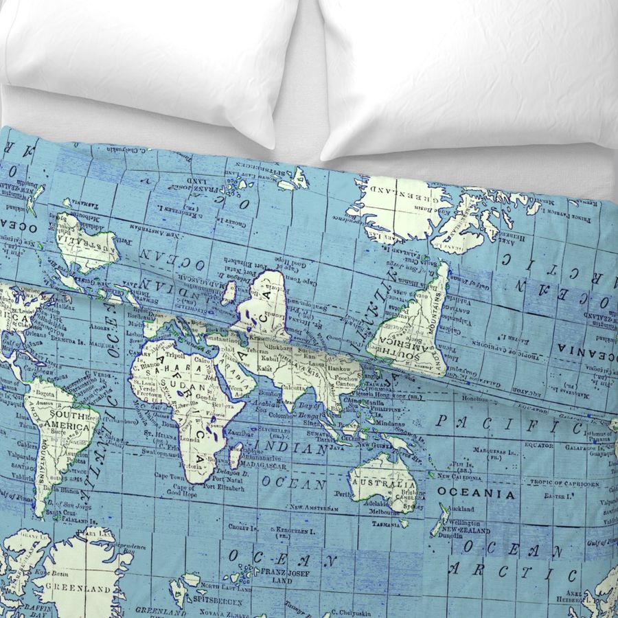 Blue Vintage World  Map