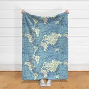 Blue Vintage World  Map