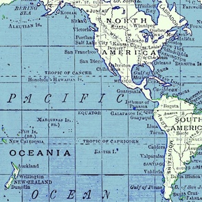 Blue Vintage World  Map