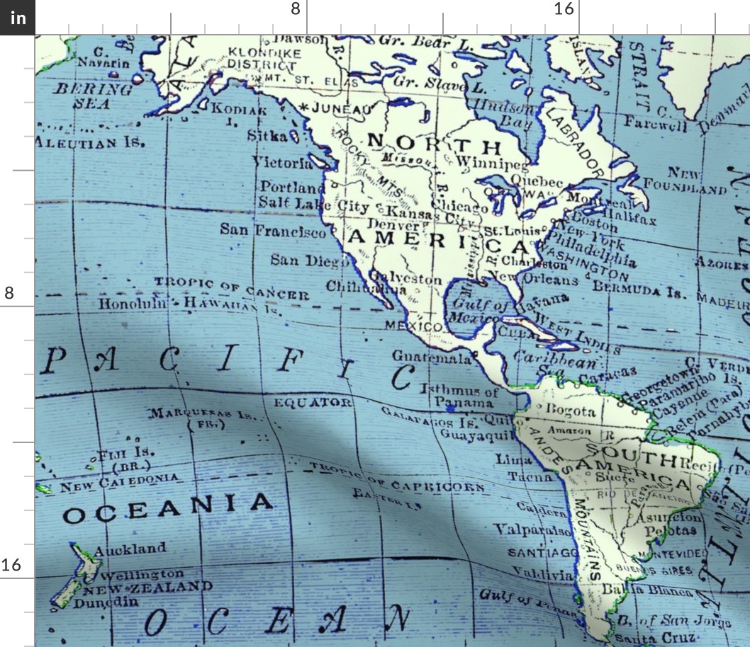 Blue Vintage World  Map
