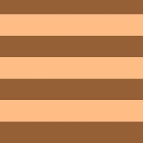 Large Horizontal Awning Stripe Pattern - Cinnamon Spice and Orange Sherbet