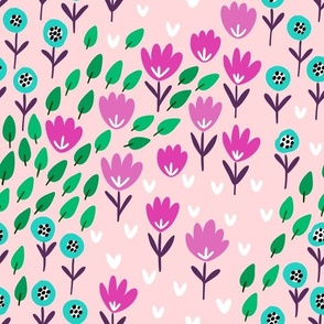 XL Happy Flower Garden (lovely pink, aqua and green) XL size LP