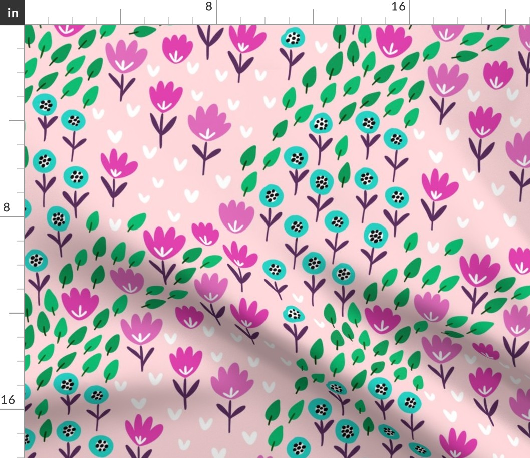 XL Happy Flower Garden (lovely pink, aqua and green) XL size LP