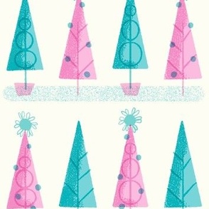 Christmas trees ~ Pink and Blue