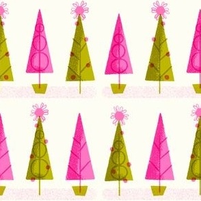 Christmas trees ~ Pink and Green (smaller scale)