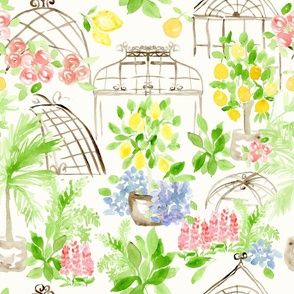 Greenhouse full of flowers- larger scale