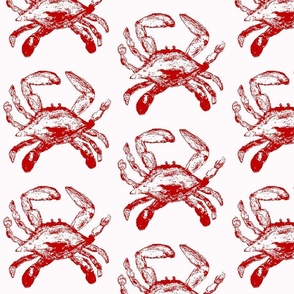 crab stamp, red on white