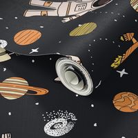 MEDIUM space astronaut fabric - kids space design wallpaper