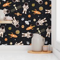 MEDIUM space astronaut fabric - kids space design wallpaper