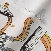 MEDIUM space fabric - rocket fabric kids space wallpaper