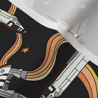 MEDIUM space fabric - rocket fabric kids space wallpaper