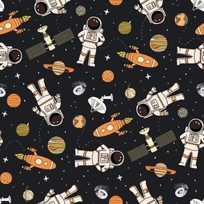 SMALL space astronaut fabric - kids space design wallpaper