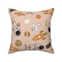 JUMBO space astronaut fabric - kids space design wallpaper