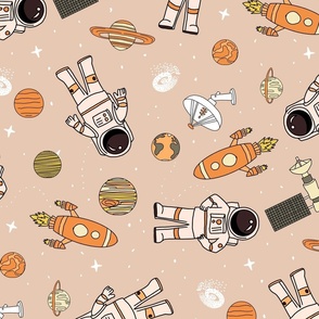 JUMBO space astronaut fabric - kids space design wallpaper