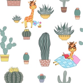 Cactus naps or Nerd giraffes reading and gardening succulents