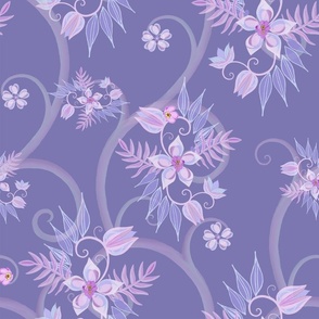 Fantasy floral scrolls 36" width