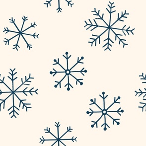 Snowflakes - Blue on Ivory