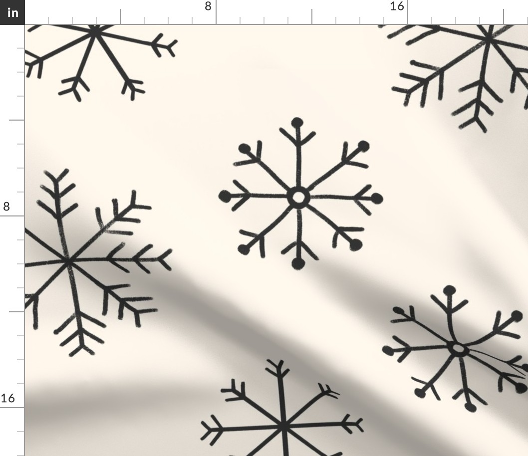 Snowflakes - Charcoal on Ivory