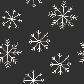 Snowflakes - Ivory on Charcoal