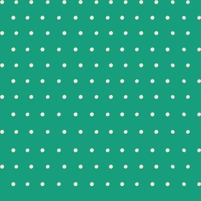 Ivory Polka Dots on Green (large scale)