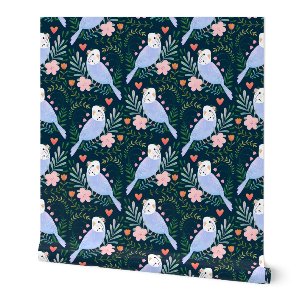 Budgie Romance  in navy