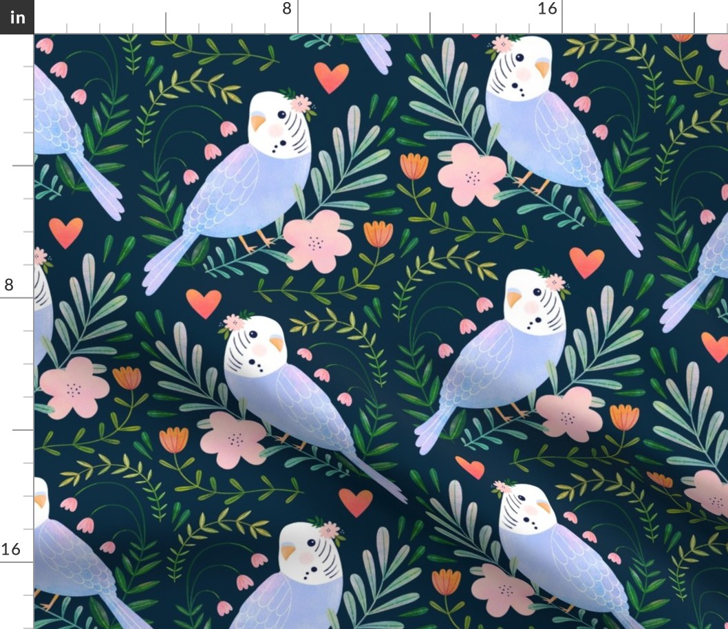 Budgie Romance  in navy