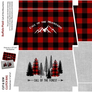 Call of the mountains pouch red buffalo plaid and natural linen