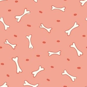 Dog Bone with Dots - 6" in Peach Pink
