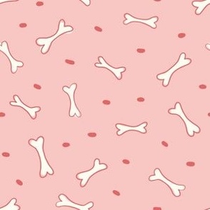 Dog Bone with Dots - 6" in Pastel Pink