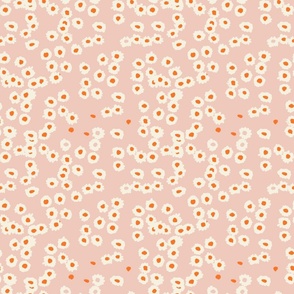 small // meadow scattered flowers - vintage pink and orange