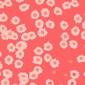 large // meadow scattered flowers - rose red