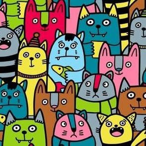 Colorful cats friends