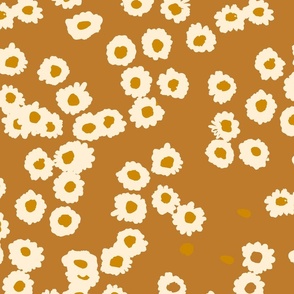 large // meadow scattered flowers - gold ochre and cream