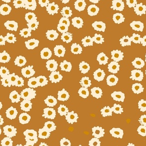 medium // meadow scattered flowers - gold ochre and cream