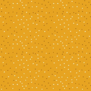 medium // scattered hearts on yellow mustard ochre