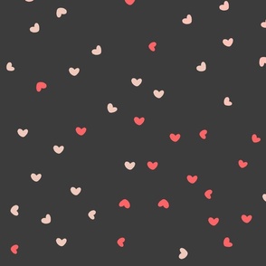 large // scattered hearts on black