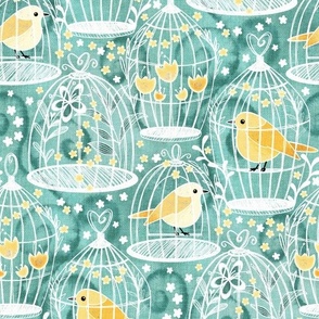 Airy Fairy Cottagecore Canary - pine green 
