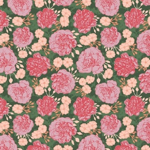 Peonies and Roses - Green