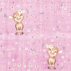 pink rose cow pink linen