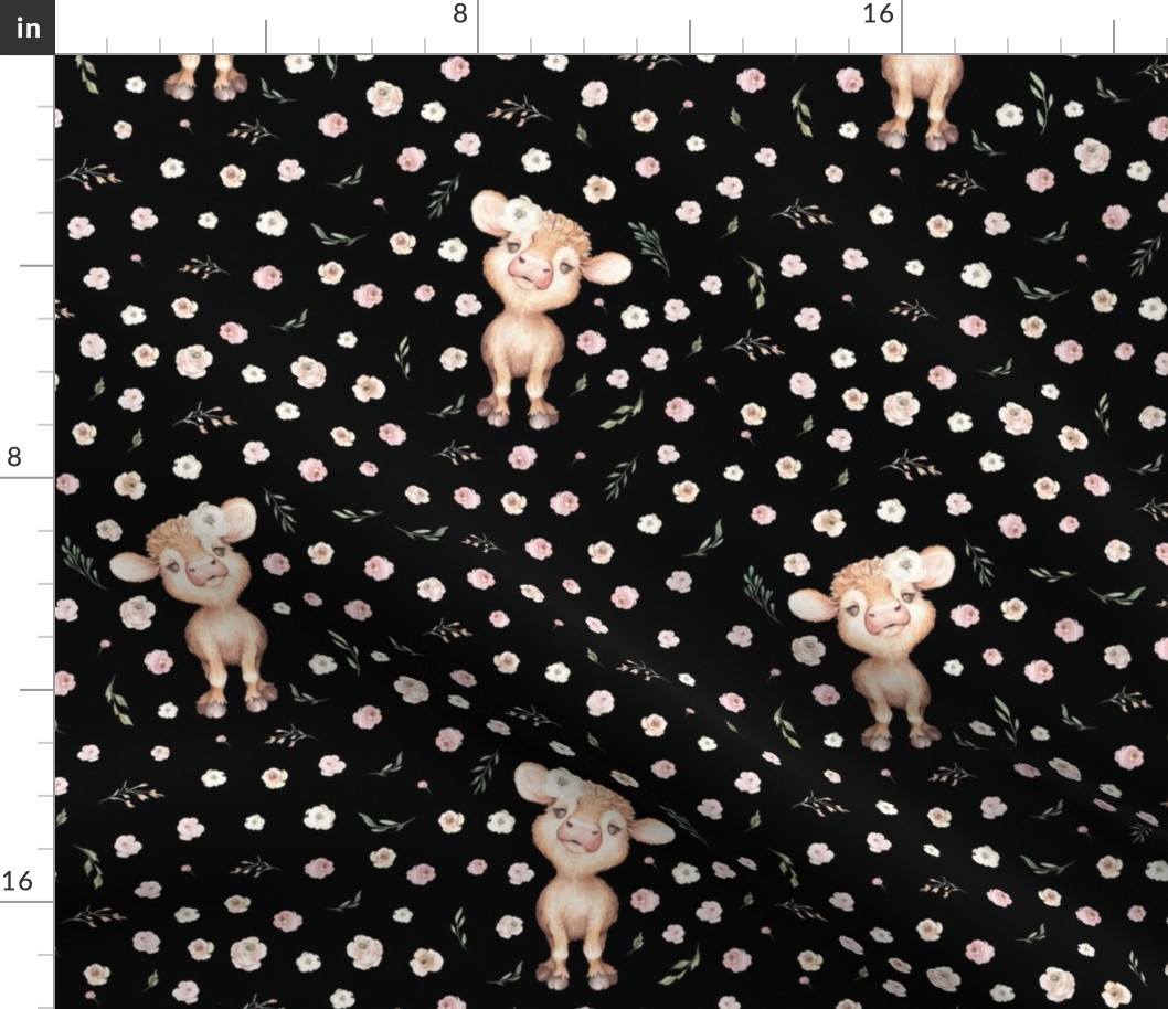 pink rose cow black