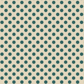 Polka Dots in Cream & Teal Large