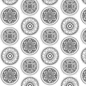 Medallions in Black and White | 4" Repeat