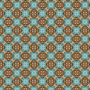 Abstract Floral in Teal, Brown and Beige Small