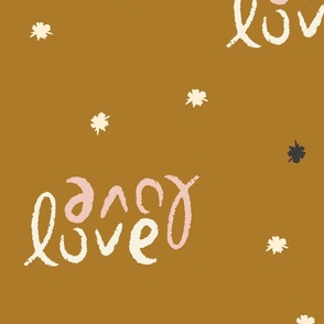 large // love love sparkles -  gold background