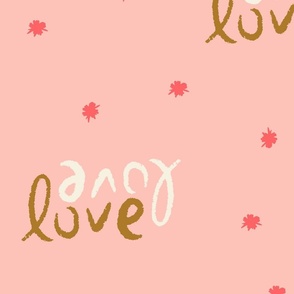 large // love love sparkles -  pink background