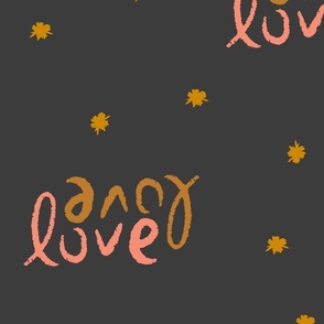 large // love love sparkles -  pink and gold on black