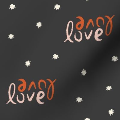 medium // love love sparkles -  pink and orange on black