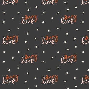 medium // love love sparkles -  pink and orange on black
