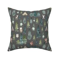 water colour woodland dark grey